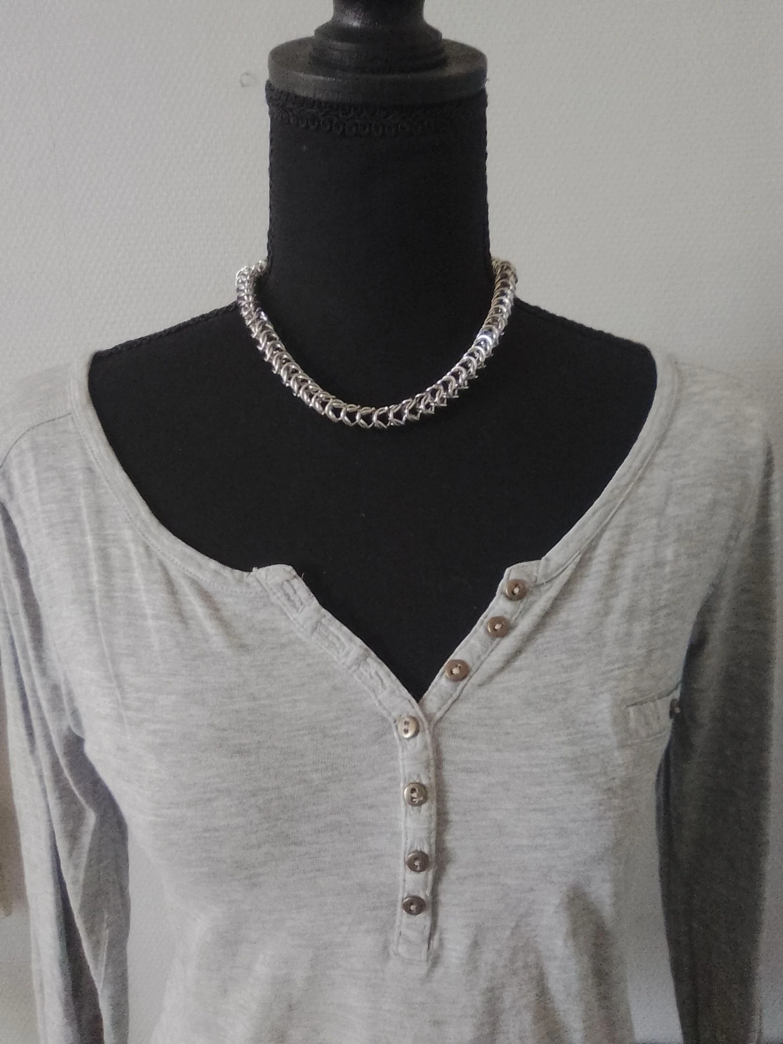 Collar unisexo de cadena bizantina de malla gruesa – photo 2